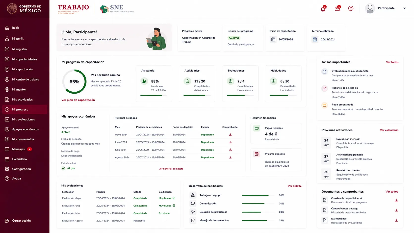 Monitorear el estatus de capacitación y pago