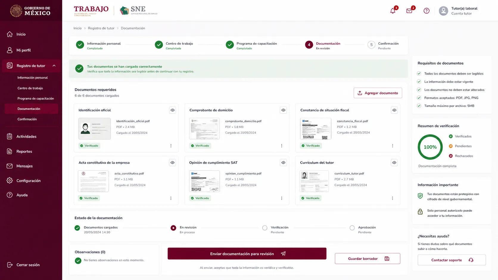 Subir documentos para validación