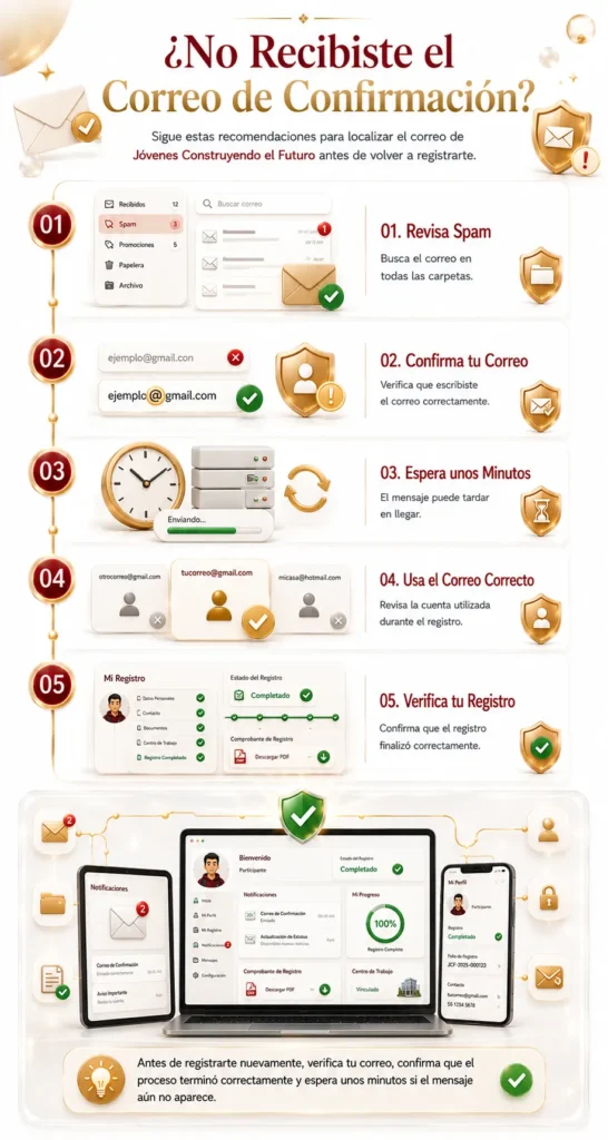 ¿Qué hacer si no recibiste el correo con tu folio?