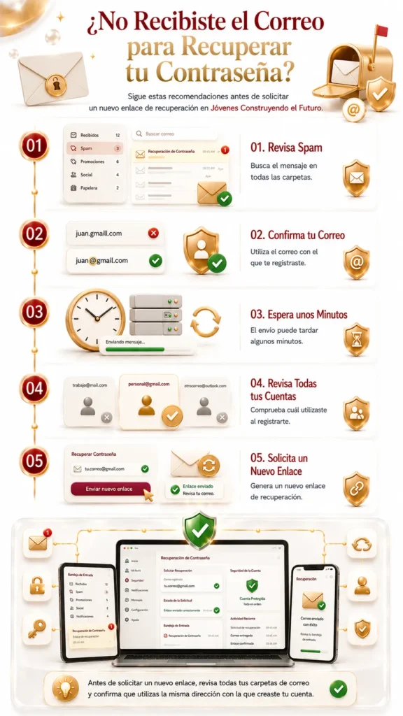 ¿Qué hacer si no recibiste el correo para recuperar tu contraseña?